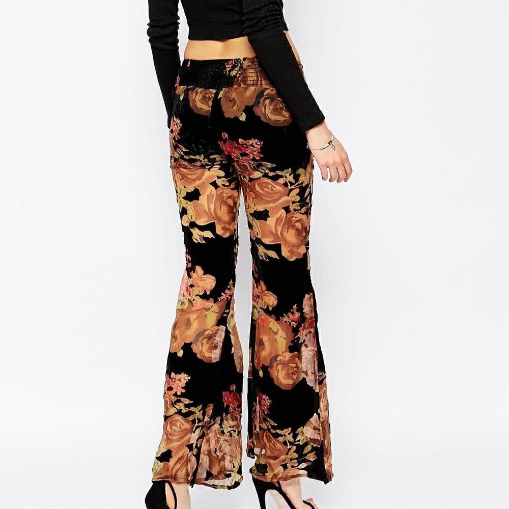 Flynn Skye Womens Black Floral Patty Flare Pant - Picture 4 of 14